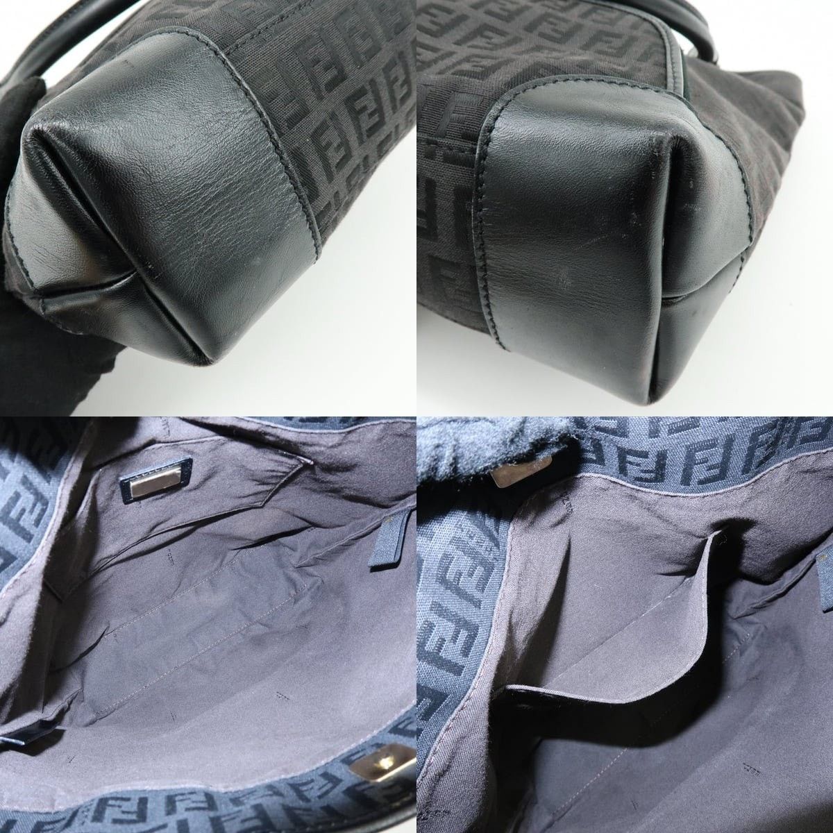 Fendi Fendi Zucchino & Leather Tote Black Size ONE SIZE - 7 Thumbnail