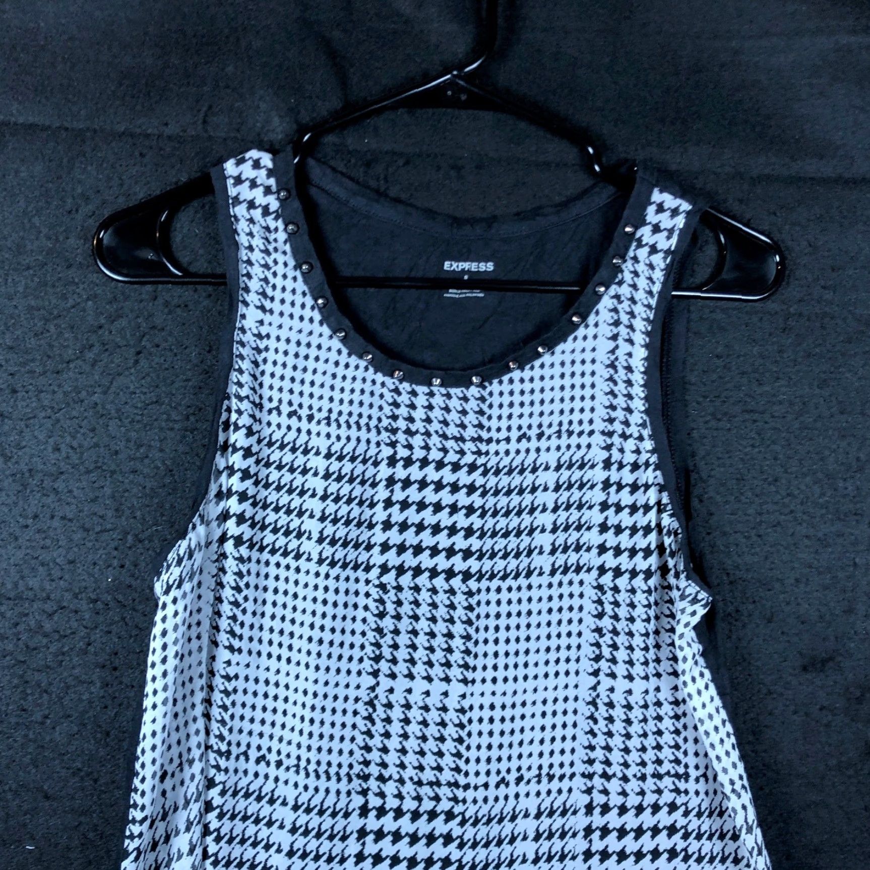 Express Express Womens Tank White Black Pattern Scoop Neck Sheer Small Size S / US 4 / IT 40 - 2 Thumbnail