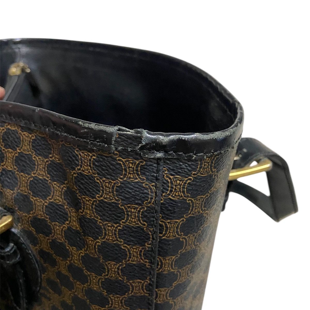 Celine Celine Macadam Blason PVC Leather Tote Bag Black Brown Size ONE SIZE - 5 Thumbnail