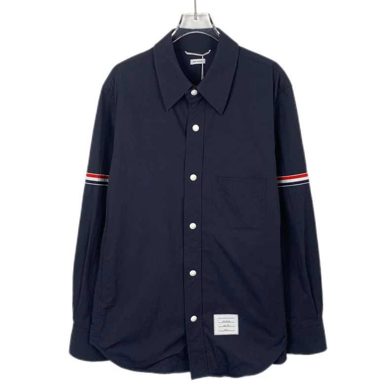 Thom Browne Dark blue double-sleeved lapel long-sleeved shi