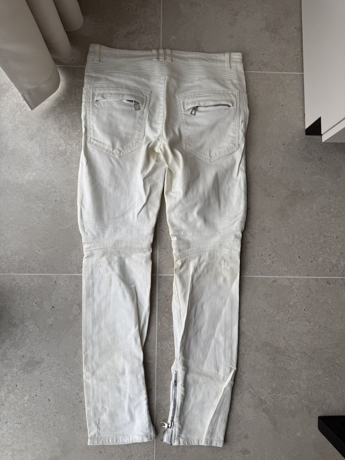 Balmain Balmain x H&M Biker White Coated Jeans Size 24" / US 00 / IT 34 - 2 Thumbnail