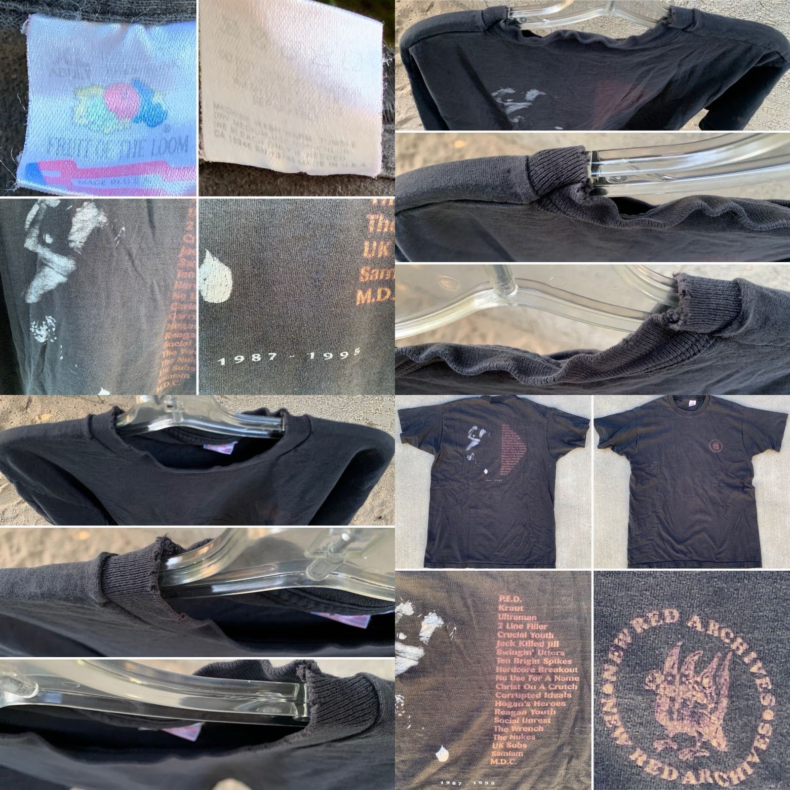 Fruit Of The Loom VINTAGE New Red Archives 1990s Band T Shirt XL Black Cotton Short Sleeve Unisex Adults Fatigue/Distressed Hole-Peaked Graphic Tee Size US XL / EU 56 / 4 - 8 Thumbnail