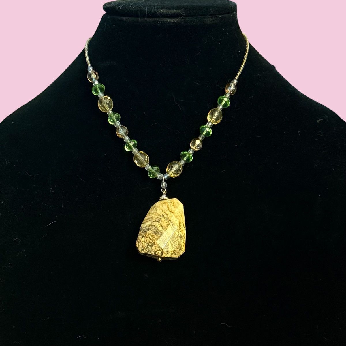Other Glass bead granite stone pendant necklace Size ONE SIZE - 1 Thumbnail