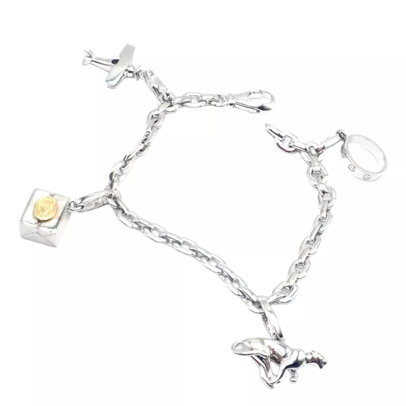 Cartier Authentic Cartier 18k Panthe Airplane Love Box Link Bracelet Size ONE SIZE - 1 Thumbnail