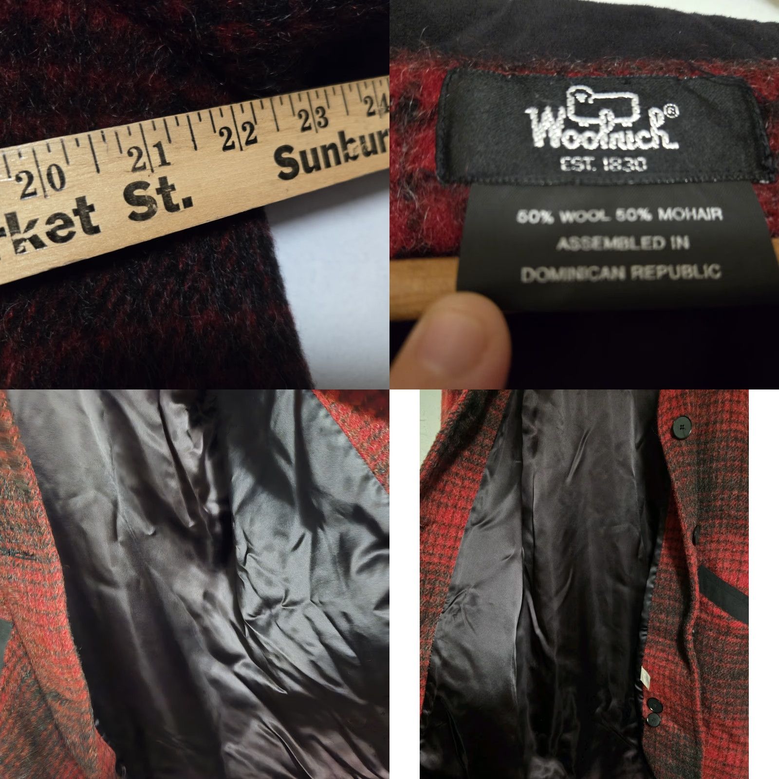Vintage VINTAGE Woolrich Coat Women M Plaid Black Red Mohair Overcoat Clothing Wool Mohair Coat Women M Black Plaid Overcoat Woolrich Size M / US 6-8 / IT 42-44 - 8 Thumbnail