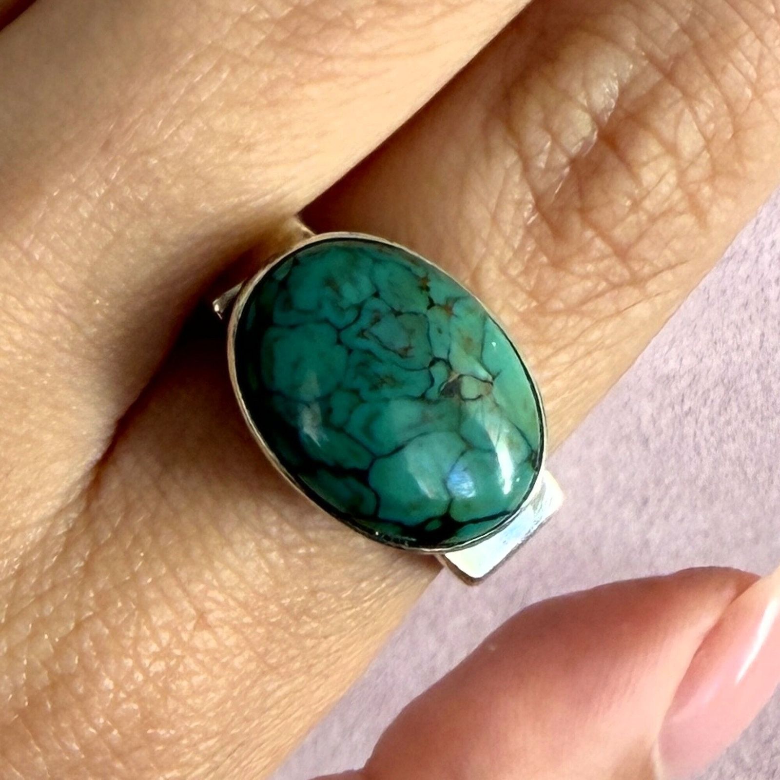 Sterling Silver sterling silver turquoise squared band ring size 8.75 Size ONE SIZE - 1 Thumbnail