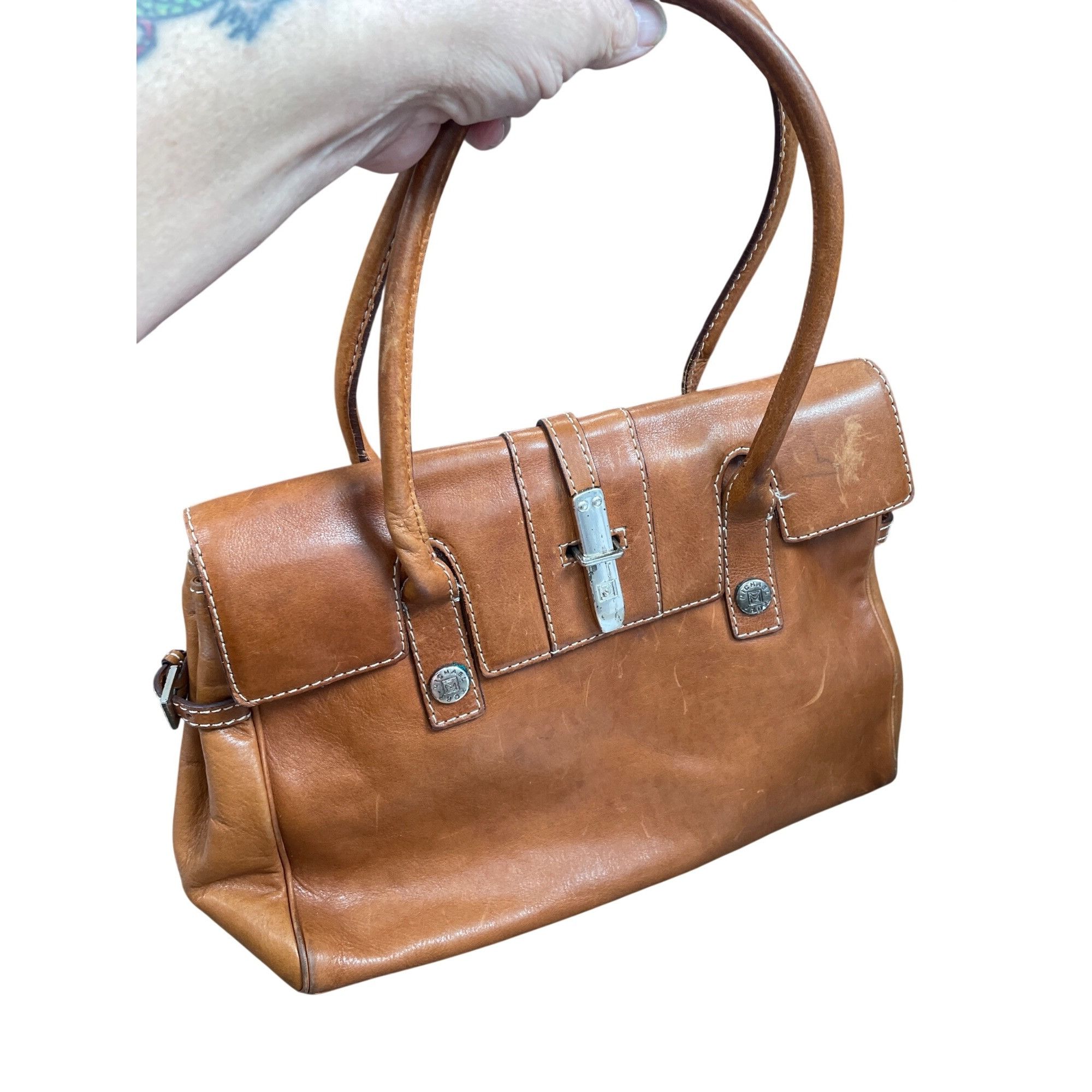 Michael Kors Michael Kors Authentic Brown Leather Satchel Handbag SKU 971 Size ONE SIZE - 17 Thumbnail