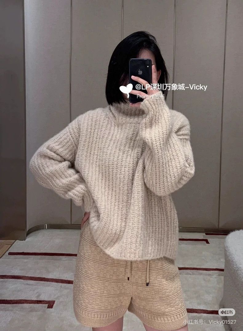 Loro Piana LORO PIANA Cashmere yarn cocoon-shaped high collar sweater Size S / US 4 / IT 40 - 9 Thumbnail