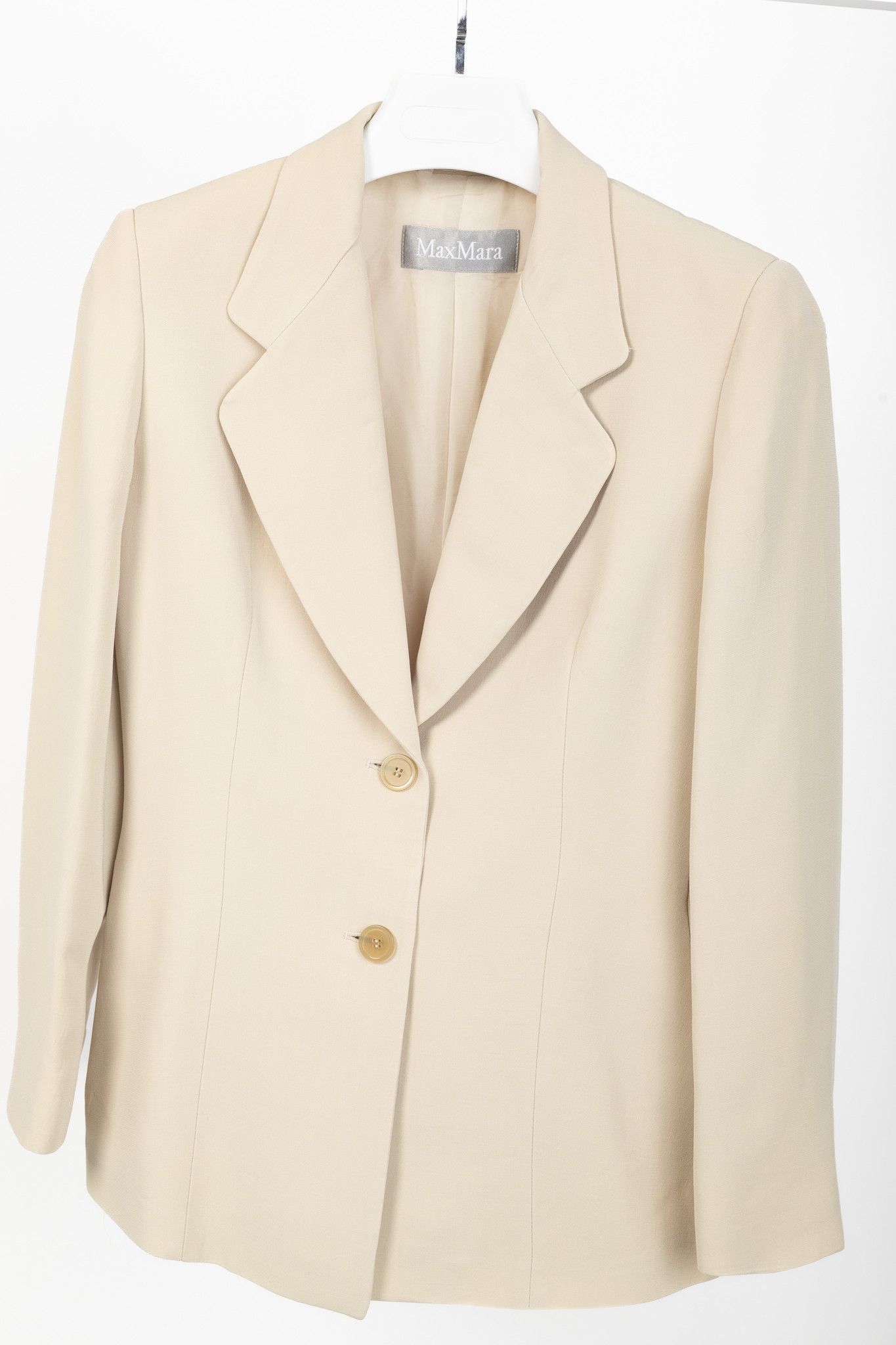 Max Mara Max Mara Beige Crepe Single-Breasted Blazer Size M / US 6-8 / IT 42-44 - 3 Thumbnail