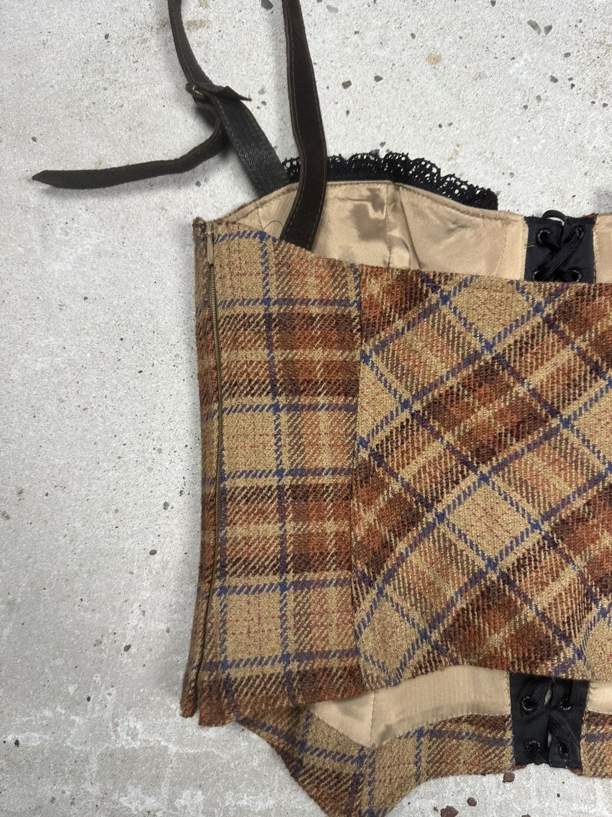 Dolce & Gabbana Dolce & Gabbana FW 2002 Wool Brown Tartan Runway Corset Size S / US 4 / IT 40 - 9 Thumbnail