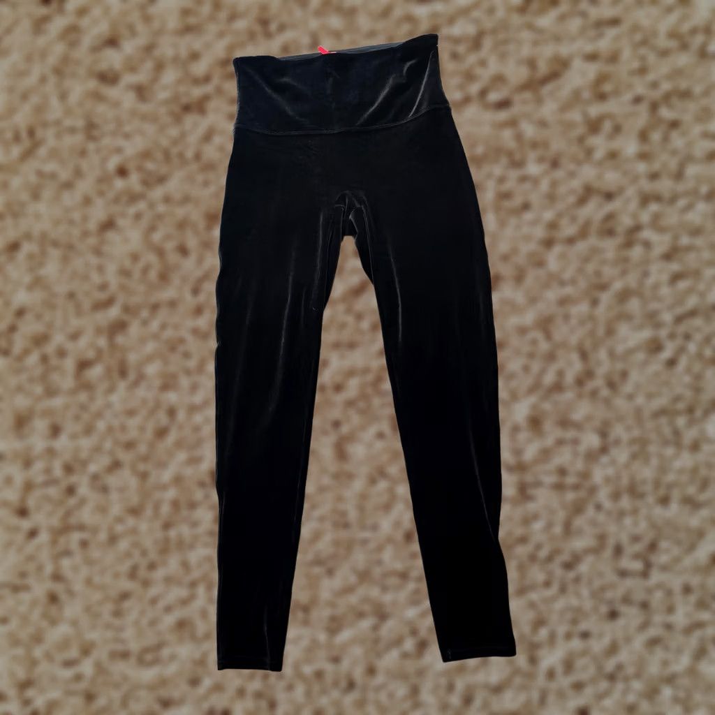 Spanx Spanx Pants Women XL Black Skinny Velour Stretch Leggings Casual Holiday Size 40" / US 18 - 1 Thumbnail