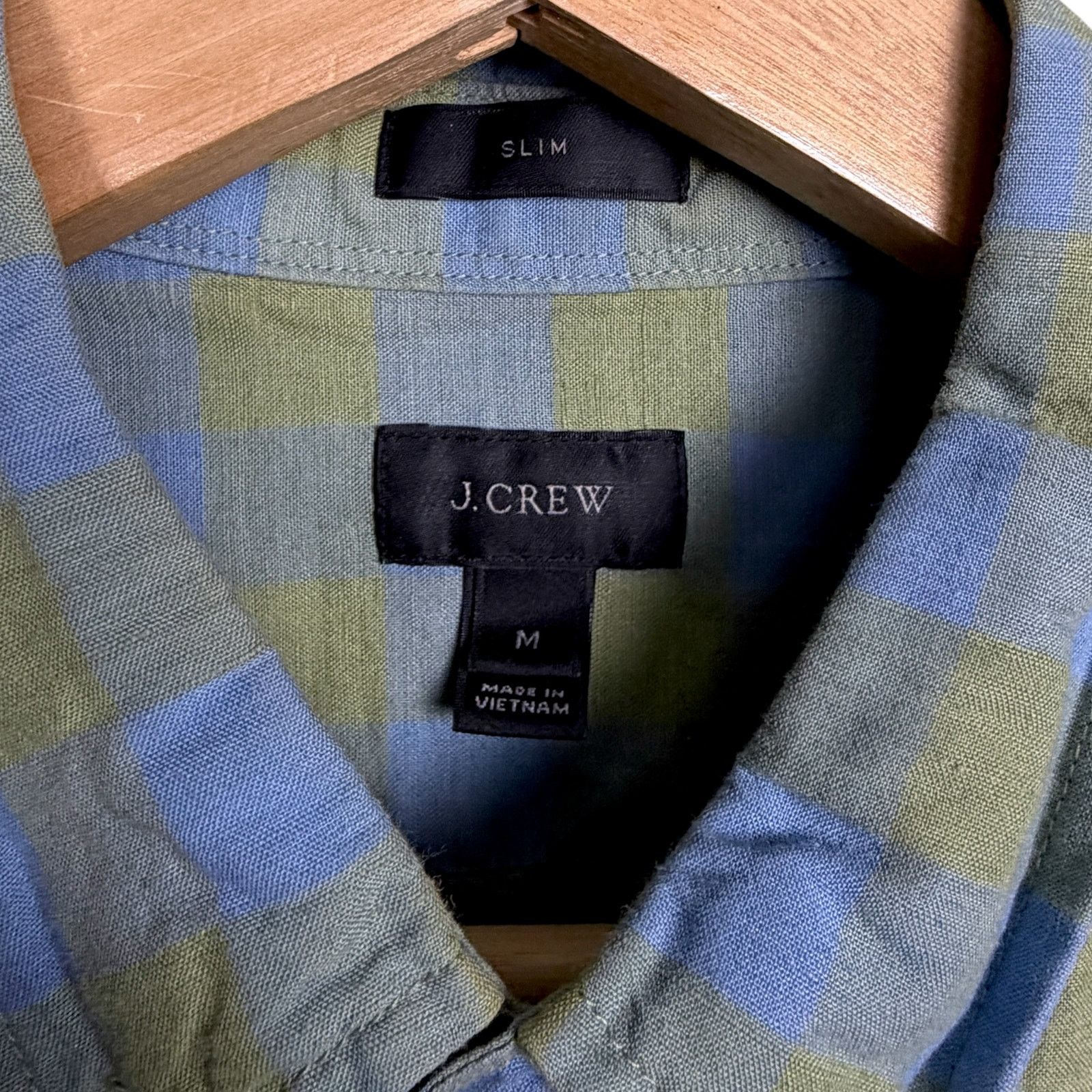 J.Crew J.Crew Men Medium Linen Blend Green Check Baird McNutt Shirt Size US M / EU 48-50 / 2 - 6 Thumbnail