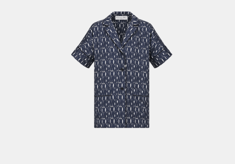 Dior o1w1db11225 451V88 Short-Sleeved Shirt in Navy Blue/White Size XS / US 0-2 / IT 36-38 - 1 Thumbnail