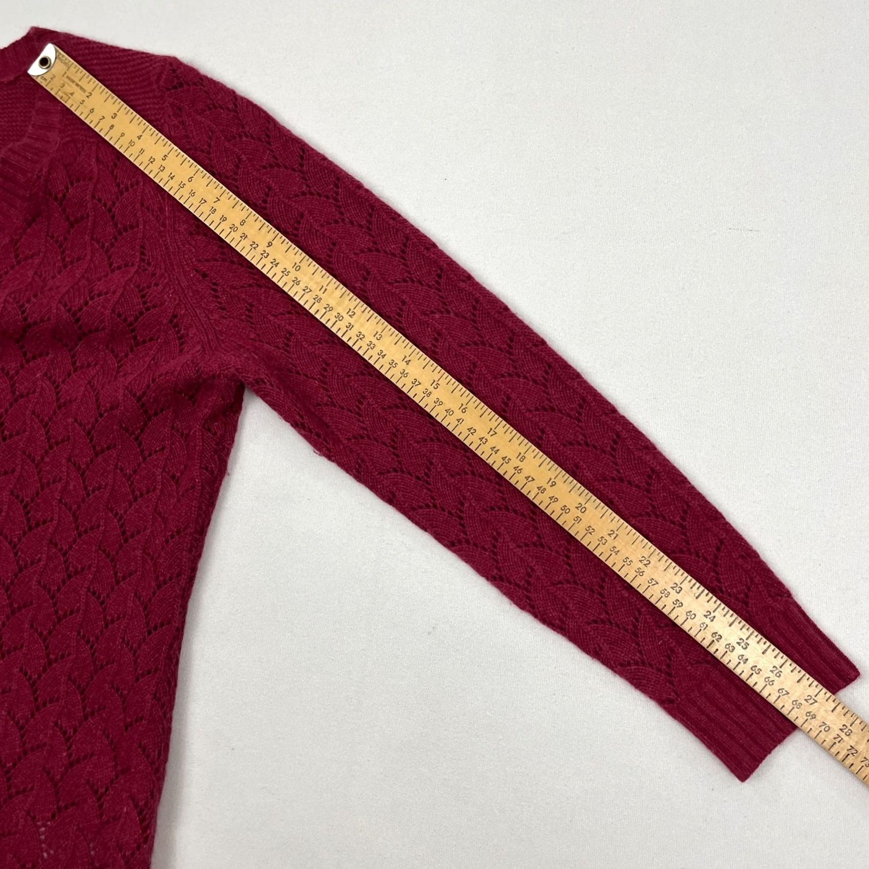 Vintage LL Bean Cardigan Sweater Womens XL Petite Angora Cashmere Wool Open Knit Red V-Neck Long Sleeve Knit Solid Vintage? No Size XL / US 12-14 / IT 48-50 - 5 Thumbnail