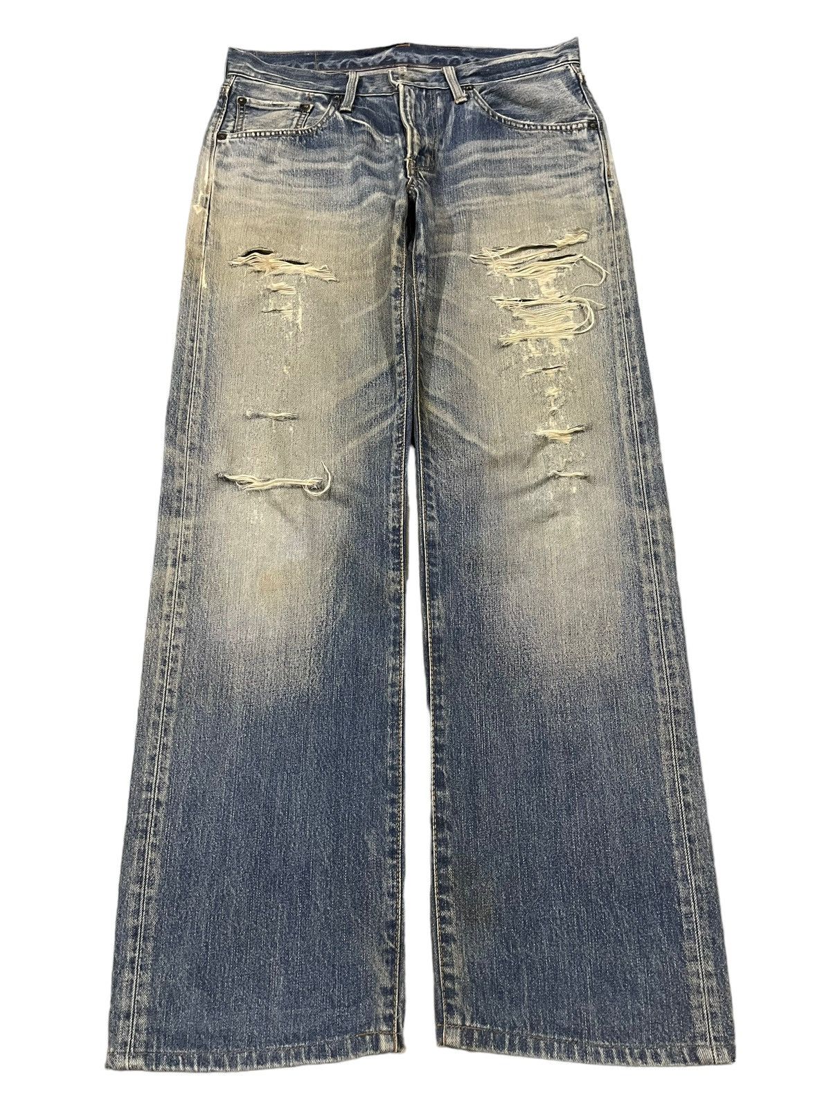 Edwin Vintage 90s Edwin Blue Wash Distressed Destroyer Jeans Size US 32 / EU 48 - 1 Thumbnail