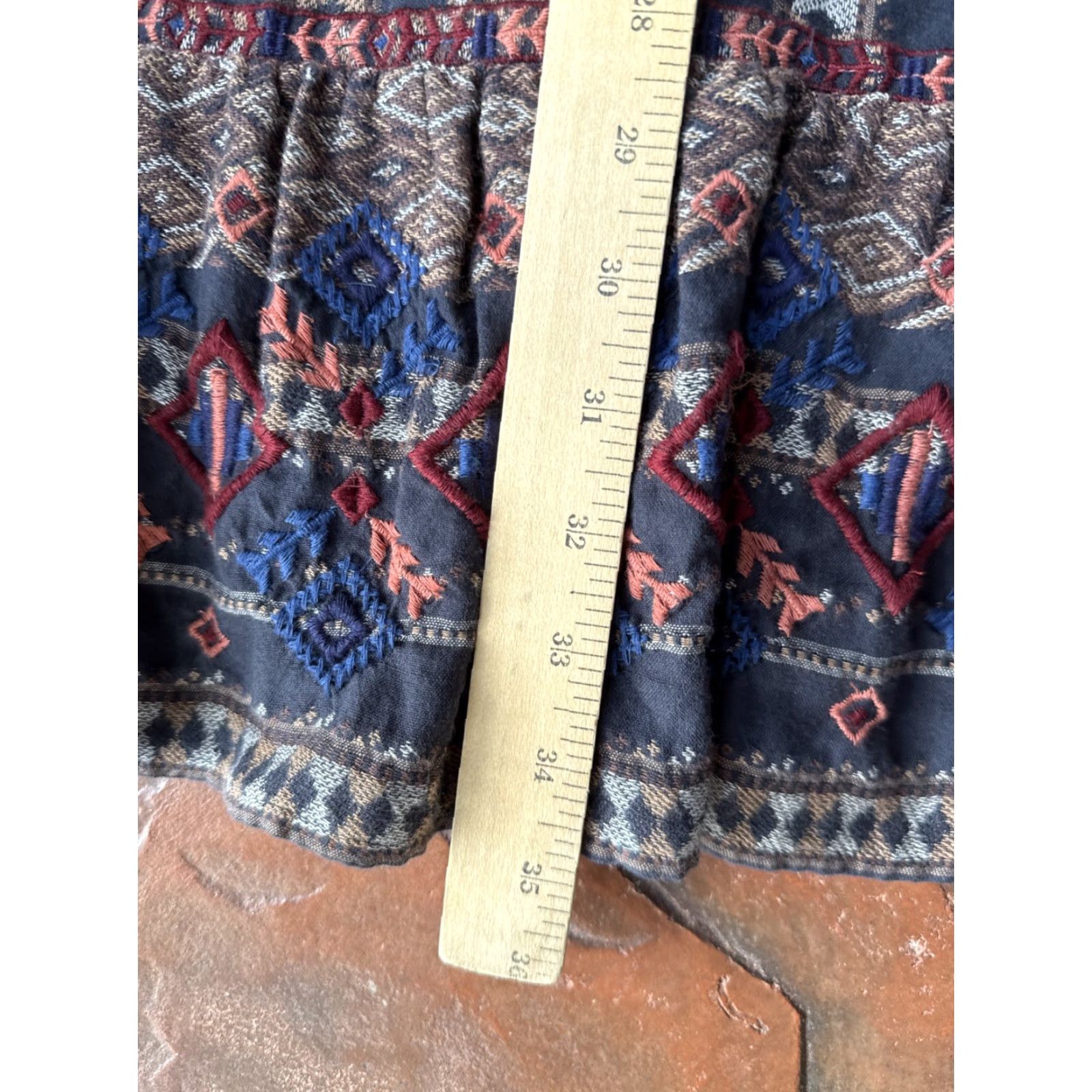 Anthropologie Anthropologie Embroidered Tunic Dress Women’s Small 3/4 Sleeve Multicolor Cotton V-Neck Geometric Casual Short Dress Womens Size S / US 4 / IT 40 - 6 Thumbnail