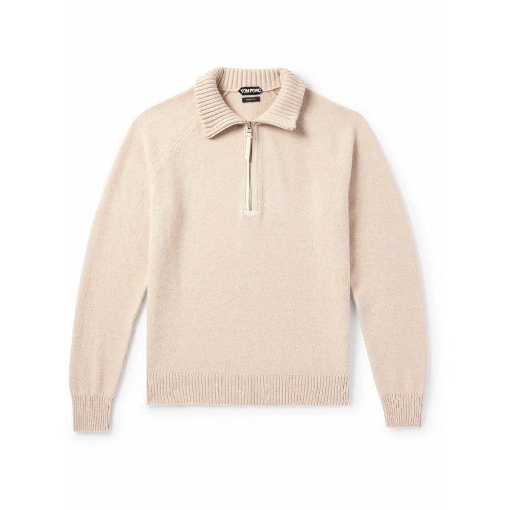Tom Ford o1loc1c1225 KFL004 Wool & Cashmere Sweater in Beige Size US S / EU 44-46 / 1 - 1 Thumbnail