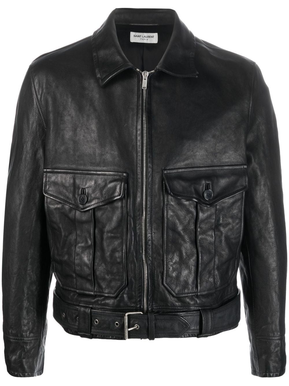 Saint Laurent Paris Blouson Aviateur Nappa Vegetal Noir Size US XL / EU 56 / 4 - 1 Thumbnail