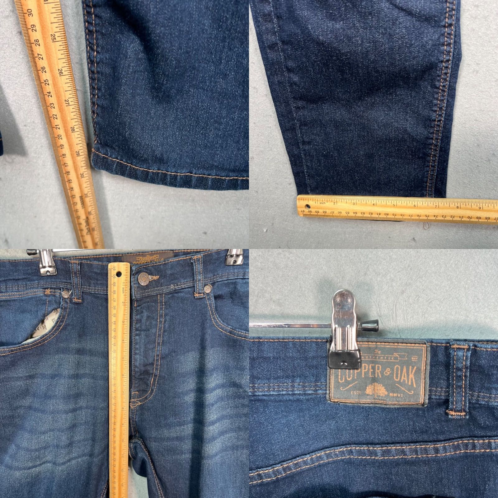 Vintage Copper & Oak Mens Jeans 36x32 Slim Straight Denim Blue Cotton Spandex 5-Pocket Casual Regular Rise Mid 10-12 Inseam 32in Blue Jeans Mens Size US 36 / EU 52 - 8 Thumbnail