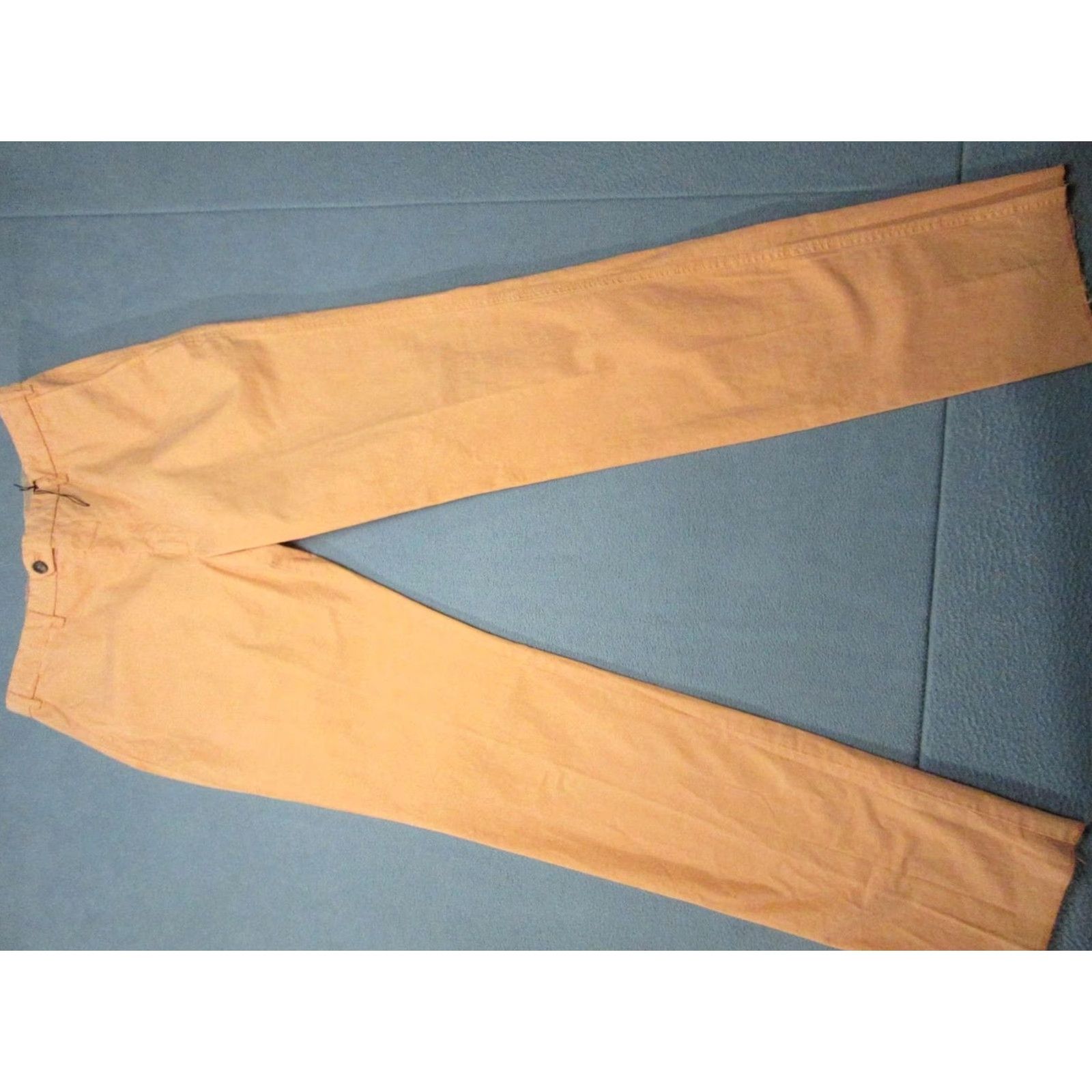 Vintage Scott Barber Pants Mens 34 Regular Orange Chino Flat Front Cotton 37 Inseam Straight Leg Pockets Zip Button Made in Italy Vintage No Size US 34 / EU 50 - 2 Thumbnail