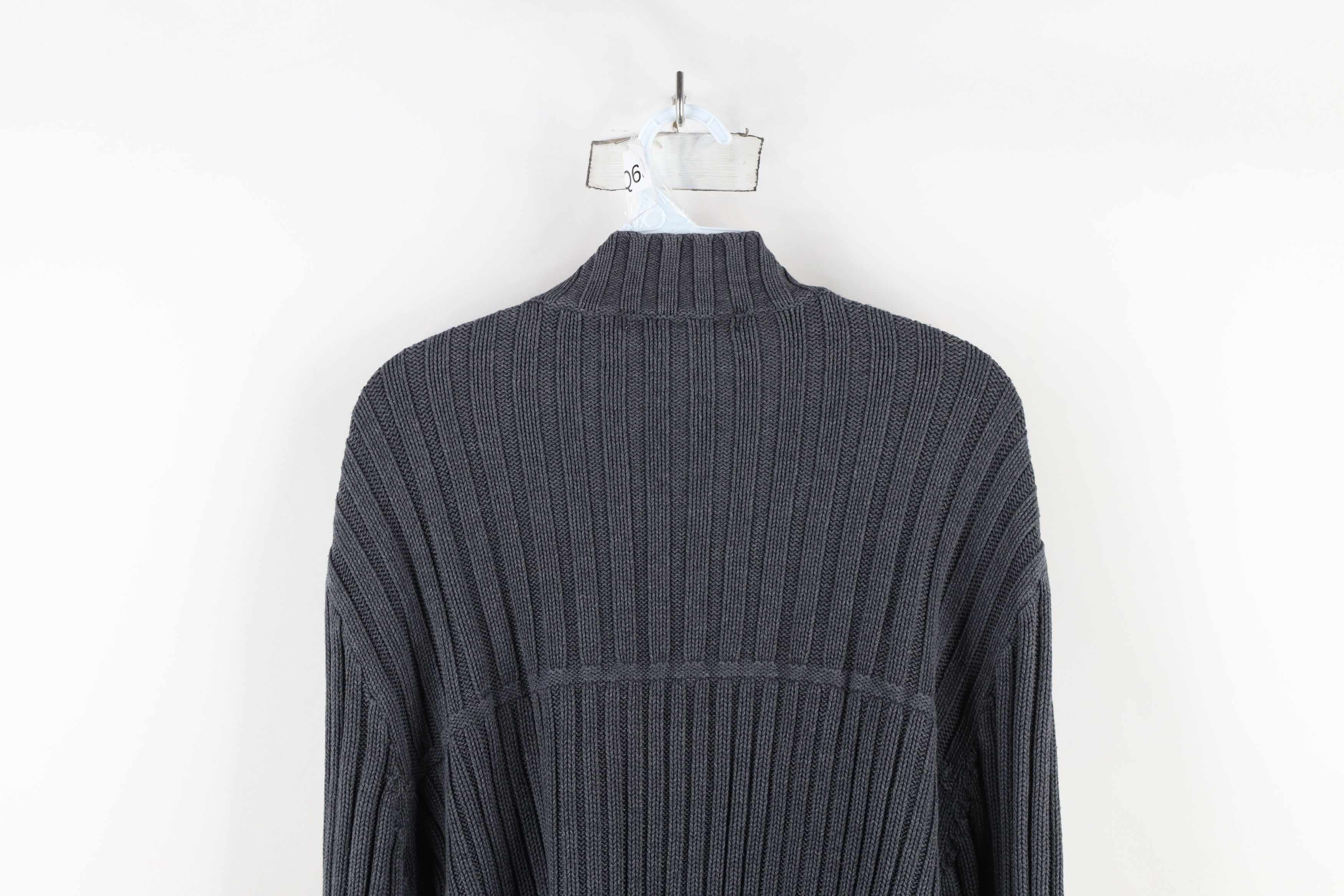 Vintage Vintage 90s Streetwear Ribbed Knit Mock Neck Sweater Gray Size US M / EU 48-50 / 2 - 11 Thumbnail