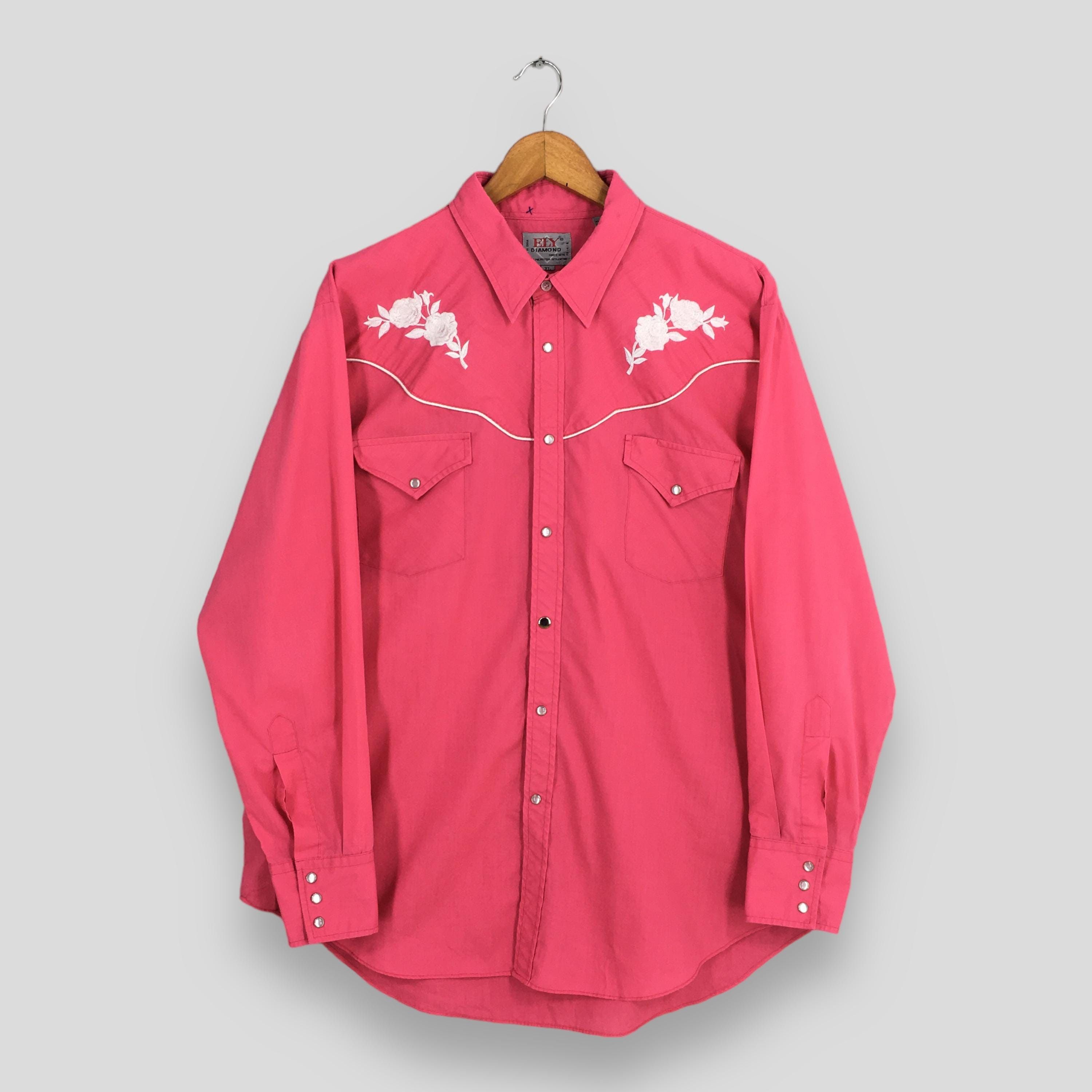 Cowboy Equipment × Vintage Vintage Ely Diamond Western Cowboy Pink Shirt XLarge Size US XL / EU 56 / 4 - 1 Thumbnail