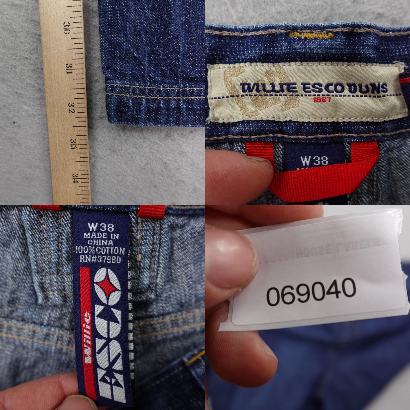 Denime VINTAGE Willie Esco Duns Jeans Mens 38x32 Blue Denim Carpenter Loose Baggy Y2K Jeans Mens Blue Denim Baggy 90s Size US 38 / EU 54 - 9 Thumbnail