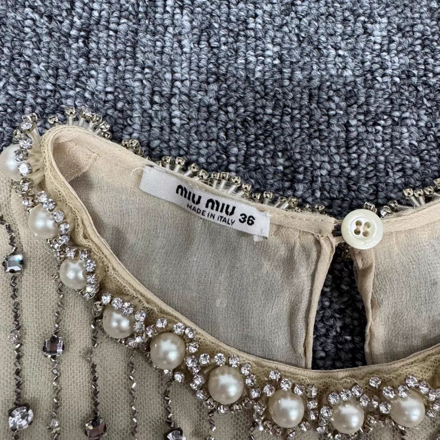 Miu Miu MIU MIU Pearl Crystal Bow High - Craft Dress 36 99New Size XS / US 0-2 / IT 36-38 - 5 Thumbnail