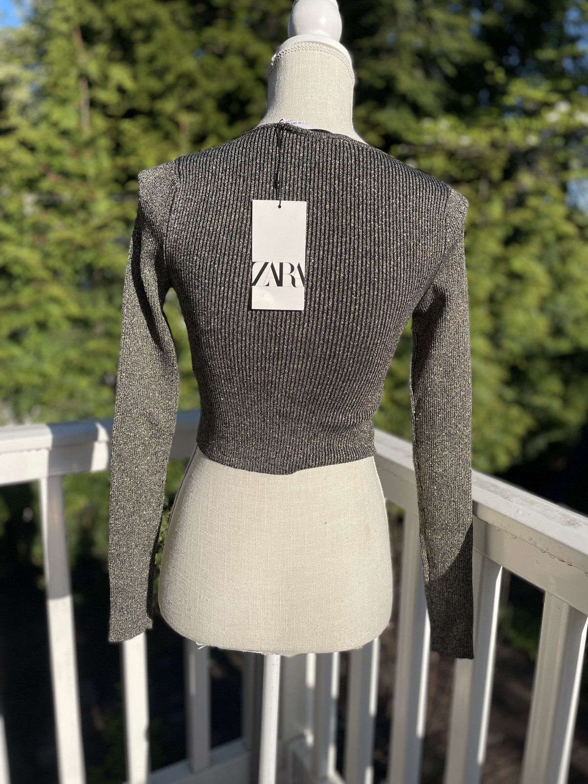 Zara Zara Metallic Ribbed Cropped Top Gold Black NWT Women’s US M Size M / US 6-8 / IT 42-44 - 3 Thumbnail