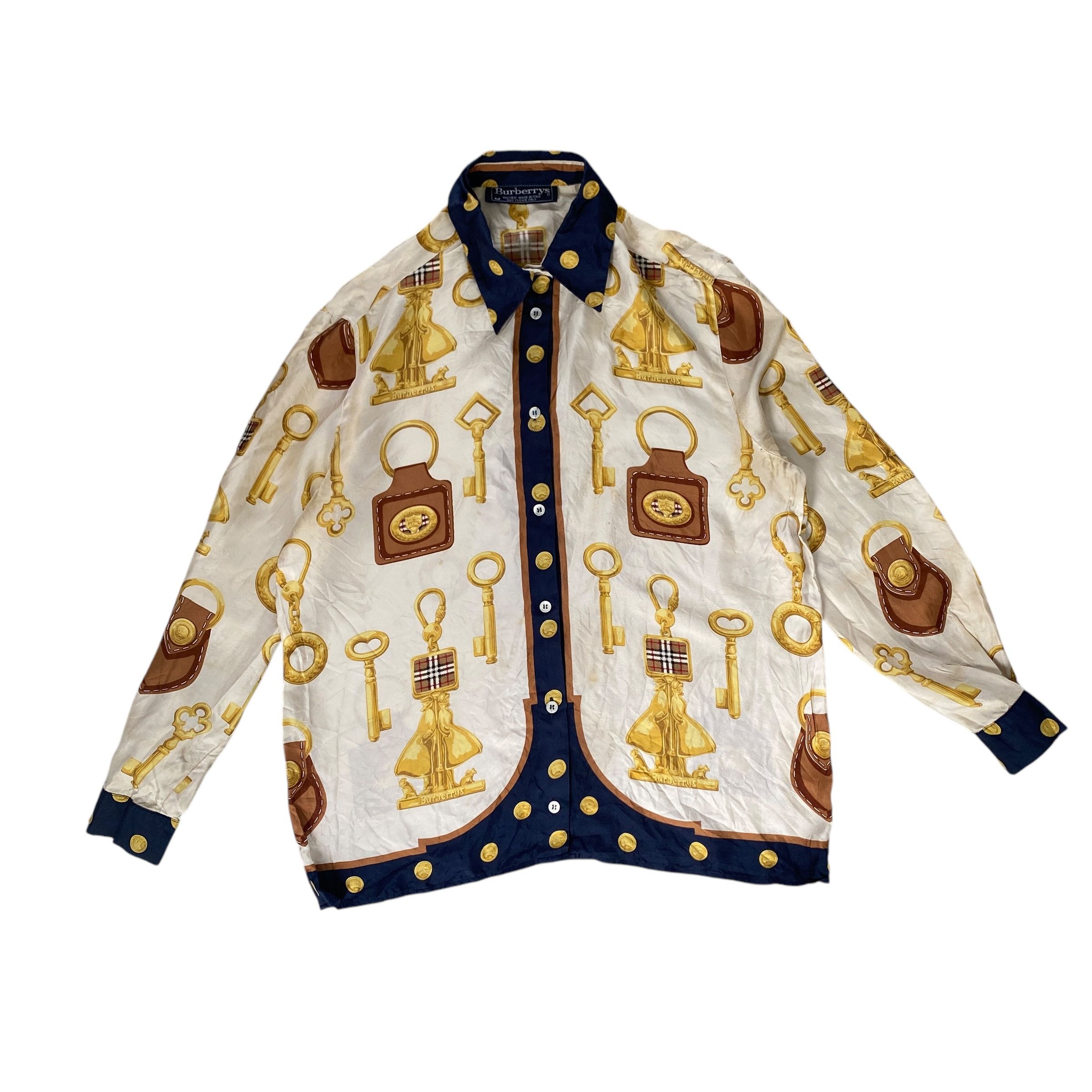 Burberry × Vintage Vintage Burberrys Silk Full Print Shirts Size M / US 6-8 / IT 42-44 - 1 Thumbnail
