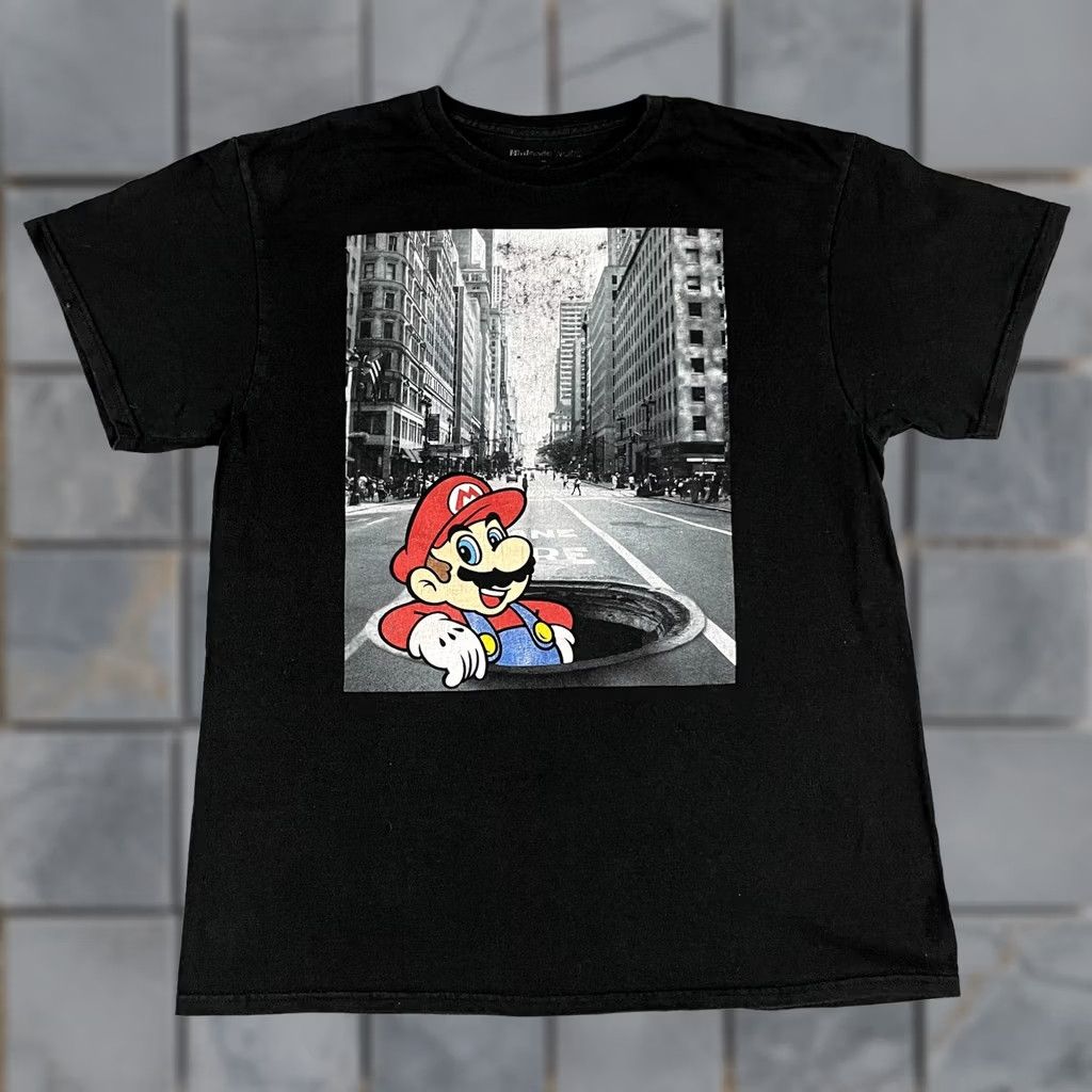 Nintendo VINTAGE Mario Tshirt Men’s Medium Black Red Super Bros Luigi Nintendo World Adult Wii Size US M / EU 48-50 / 2 - 1 Thumbnail