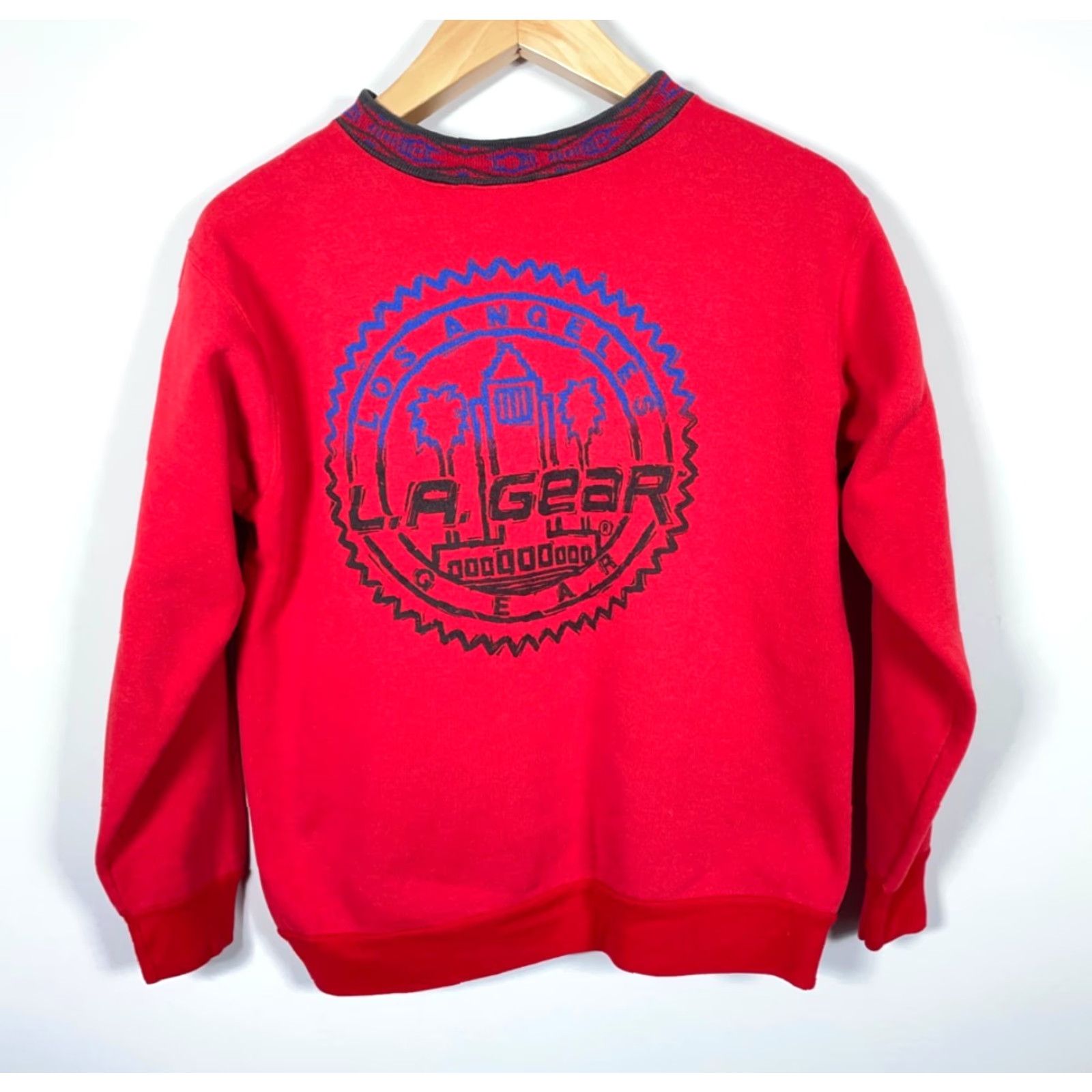 La Gear VINTAGE LA Gear Sweatshirt Mens Adult Medium Red 90s Aztec Graphic Print Crew Neck Pullover Cotton Polyester Fleece VTG Size US M / EU 48-50 / 2 - 2 Thumbnail