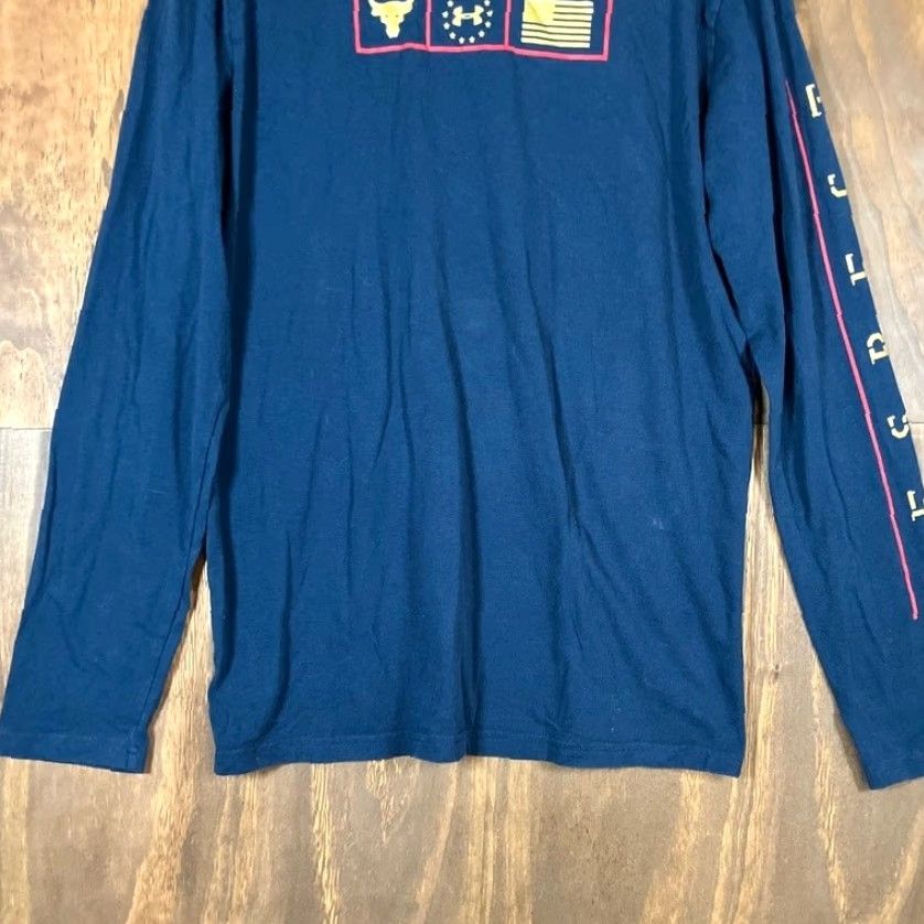 Under Armour Under Armour Mens Shirt Blue Loose Project Rock Freedom Respect Veteran M Shirt Long Sleeve Crew Neck Jersey Cotton Polyester Spandex Size US M / EU 48-50 / 2 - 3 Thumbnail