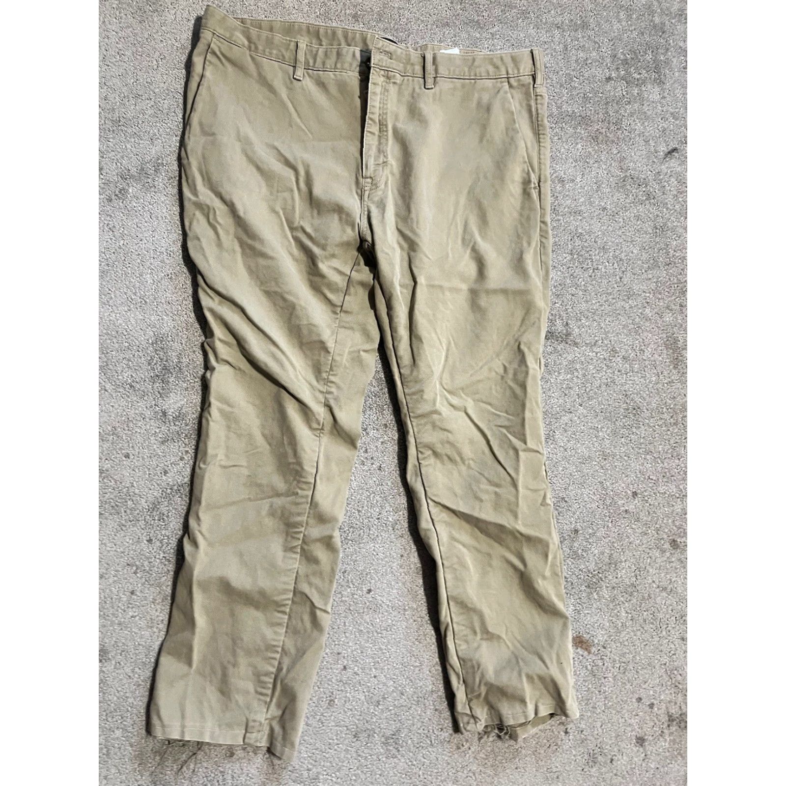 Banana Republic Banana Republic Aiden Pant Beige Brown Cotton Men's Size 38x26 Hemmed Wool Flat Front Regular Dress Pants Mens Size US 38 / EU 54 - 2 Thumbnail