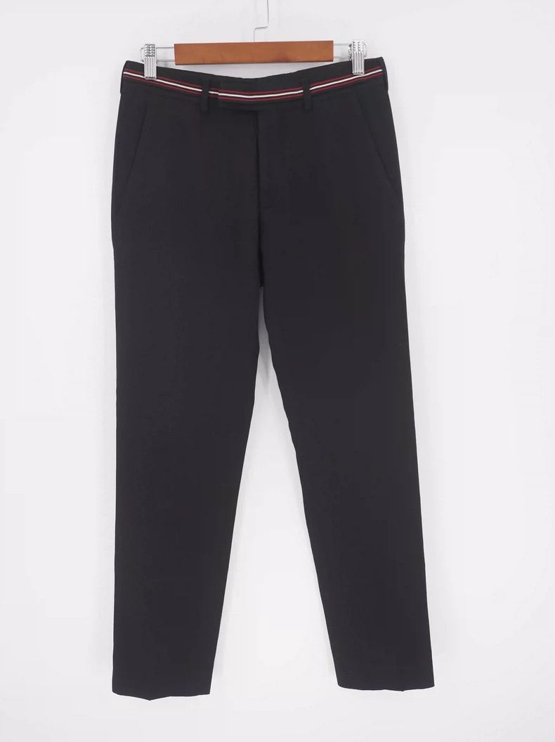 Dior Dior Black Wool Trousers with Stripes- DMC Size US 31 - 1 Thumbnail