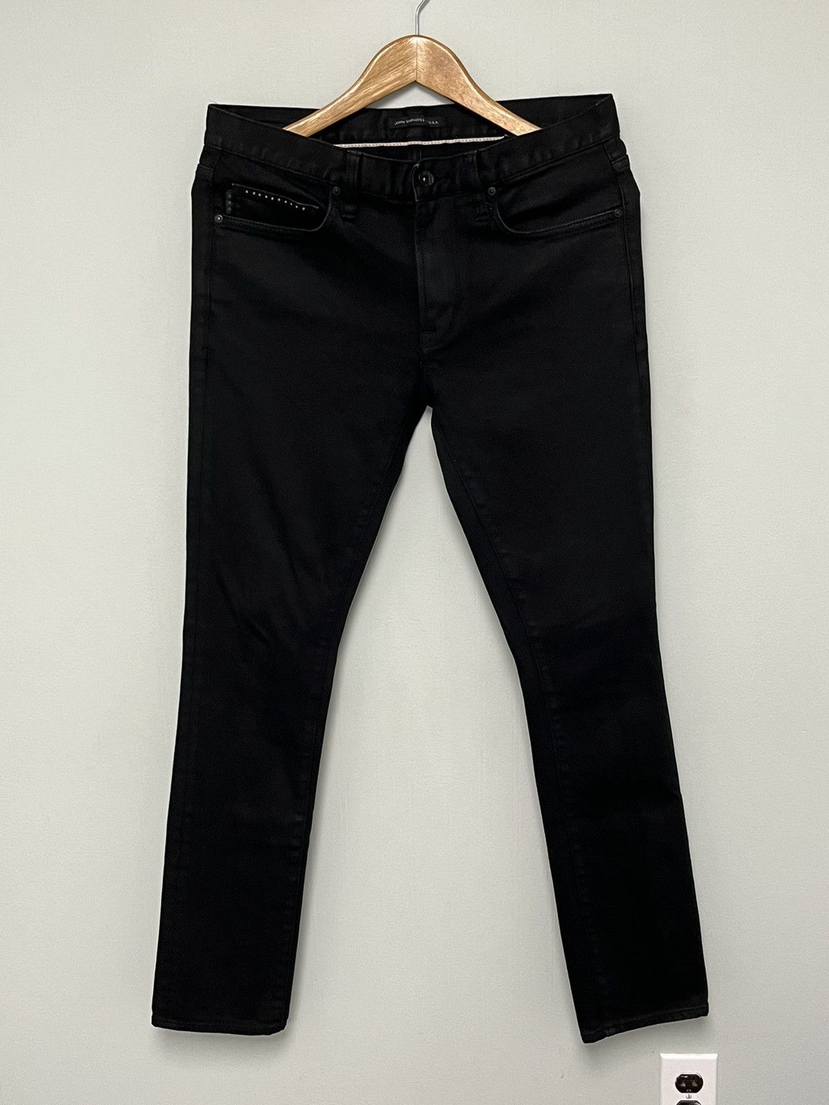 Image of John Varvatos Studded Coated Wight Jeans. 31 in Black, Men's