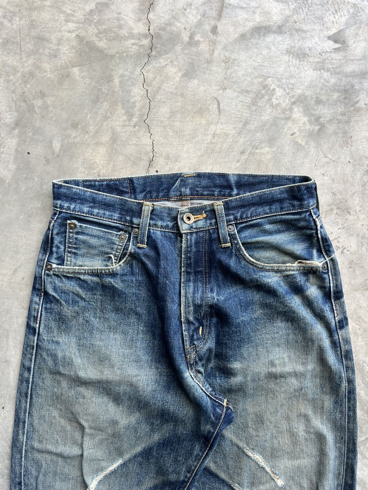 Edwin Vintage Edwin 505 Selvedge Distressed Denim Jeans Size US 31 - 12 Thumbnail