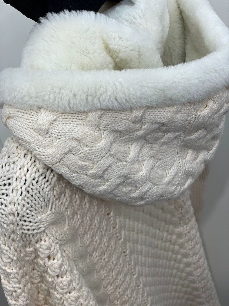 LORO PIANA White knit turtleneck sweater with zipper