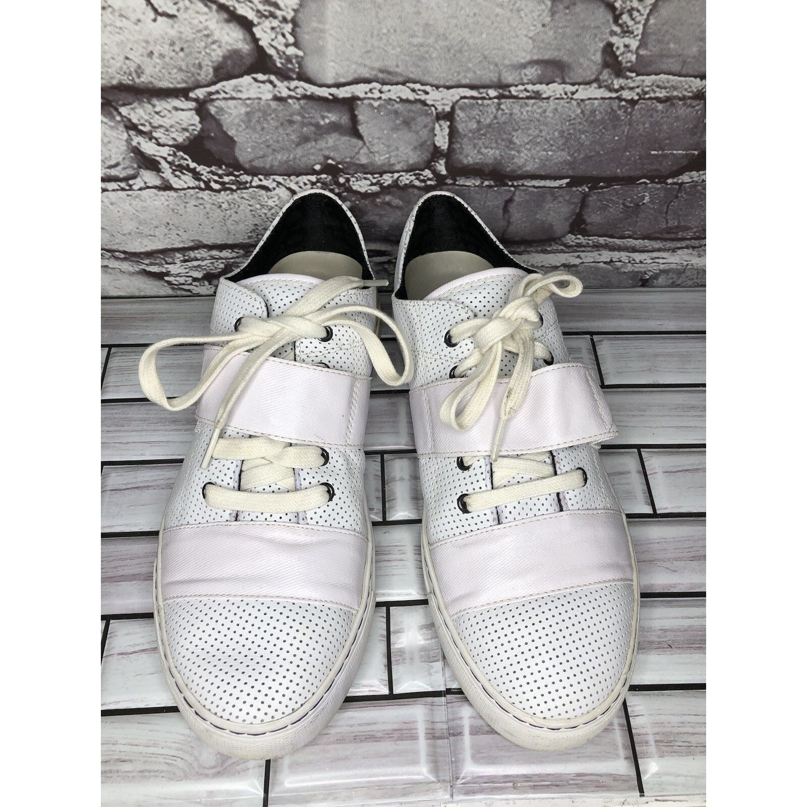 P.F. Flyers Pf Flyers White Leather Perforated Strap Lace Shoes Women Sz Size US 11 / IT 41 - 16 Thumbnail