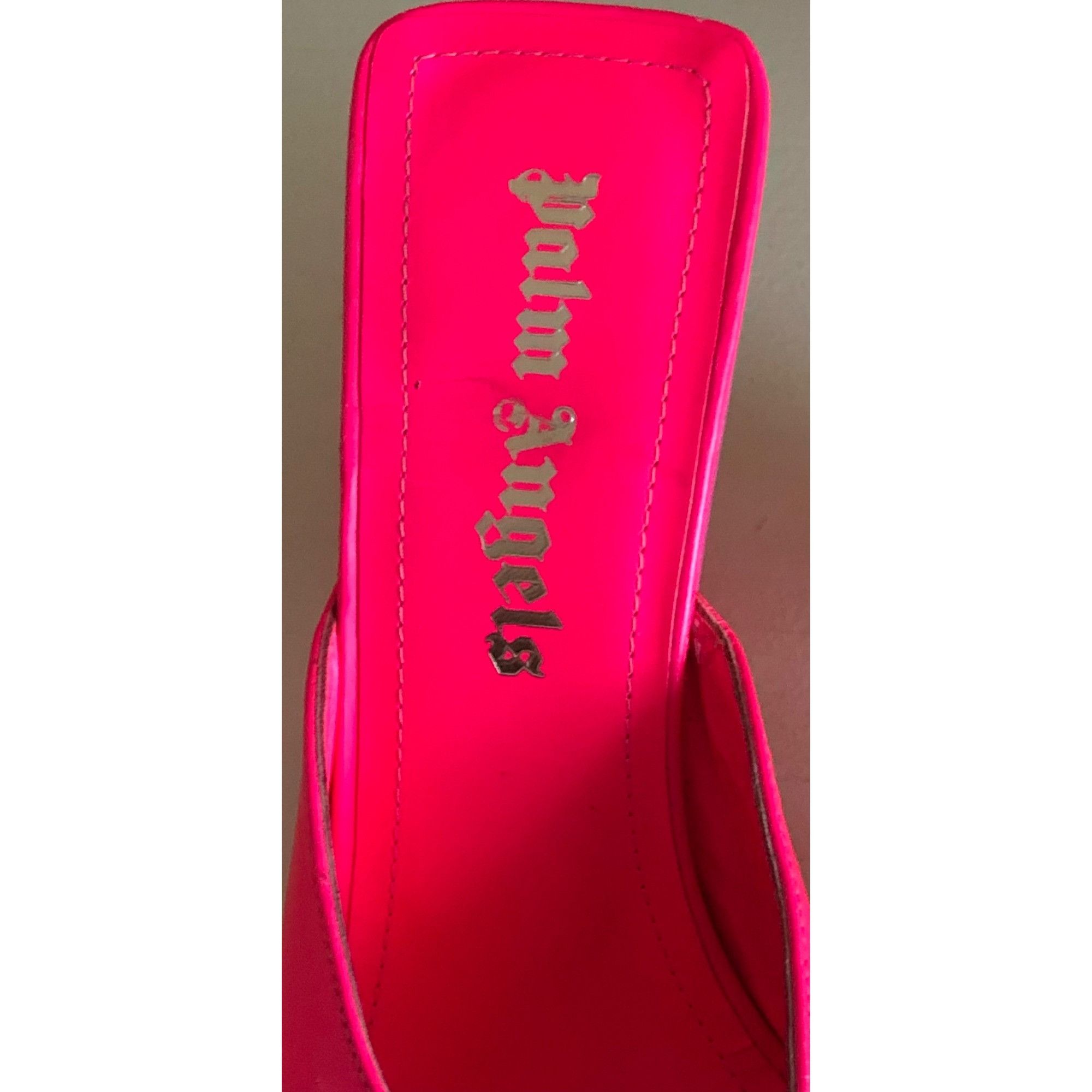 Palm Angels Women's Palm Angels Mule FUCHSIA Neon Pink Palm Tree Heel Si Size US 6.5 / IT 36.5 - 8 Thumbnail