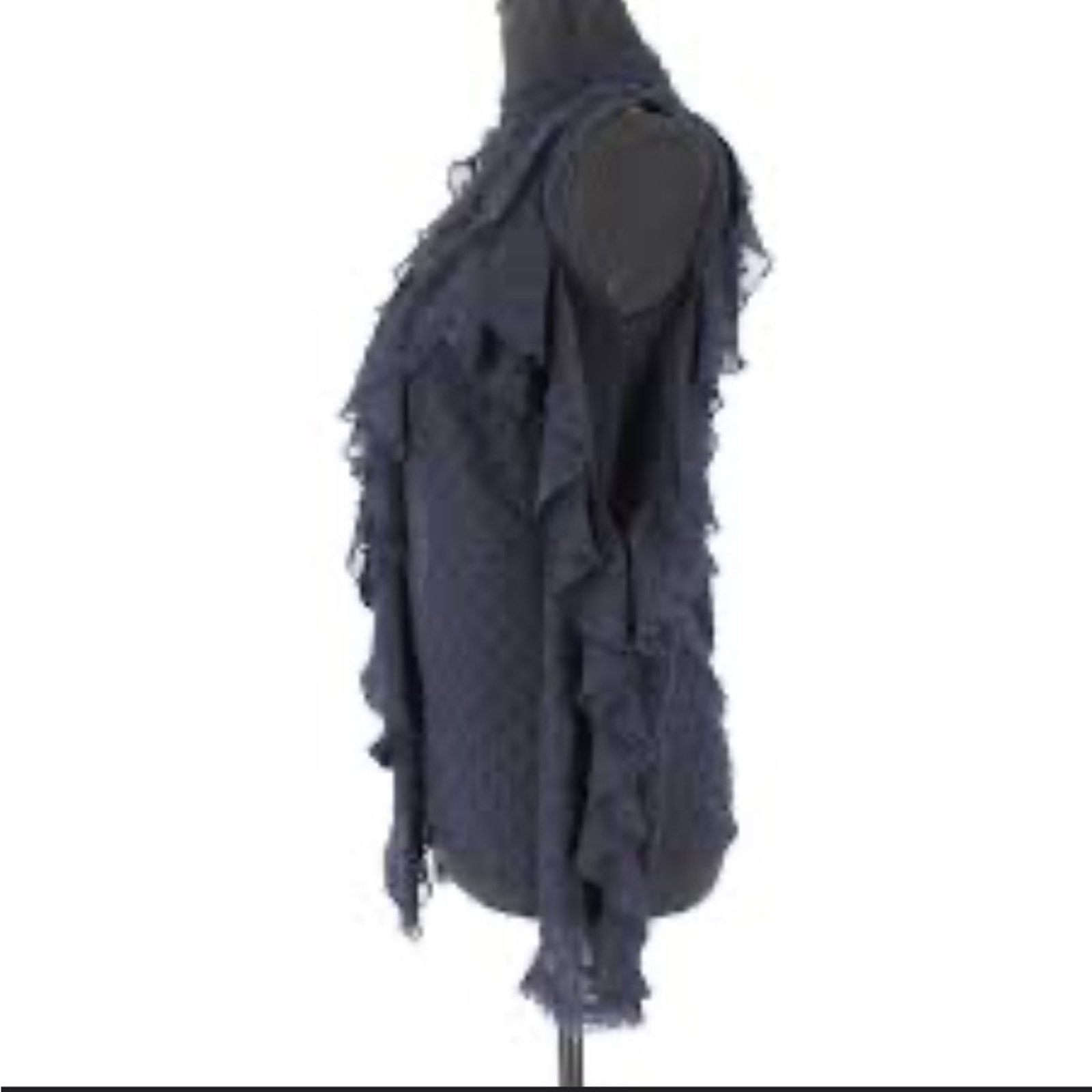 NICHOLAS 136 Nicholas $695 Navy Ruffle Trim Blouse Size 2 Size XS / US 0-2 / IT 36-38 - 10 Thumbnail
