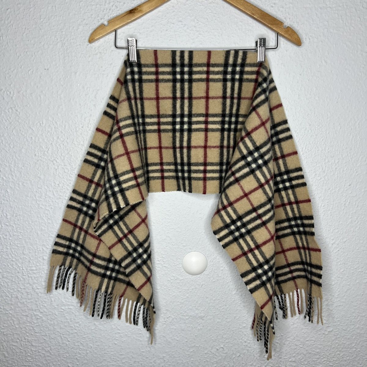 Burberry London Nova Check Scarf Beige Cashmere Retro Y2K