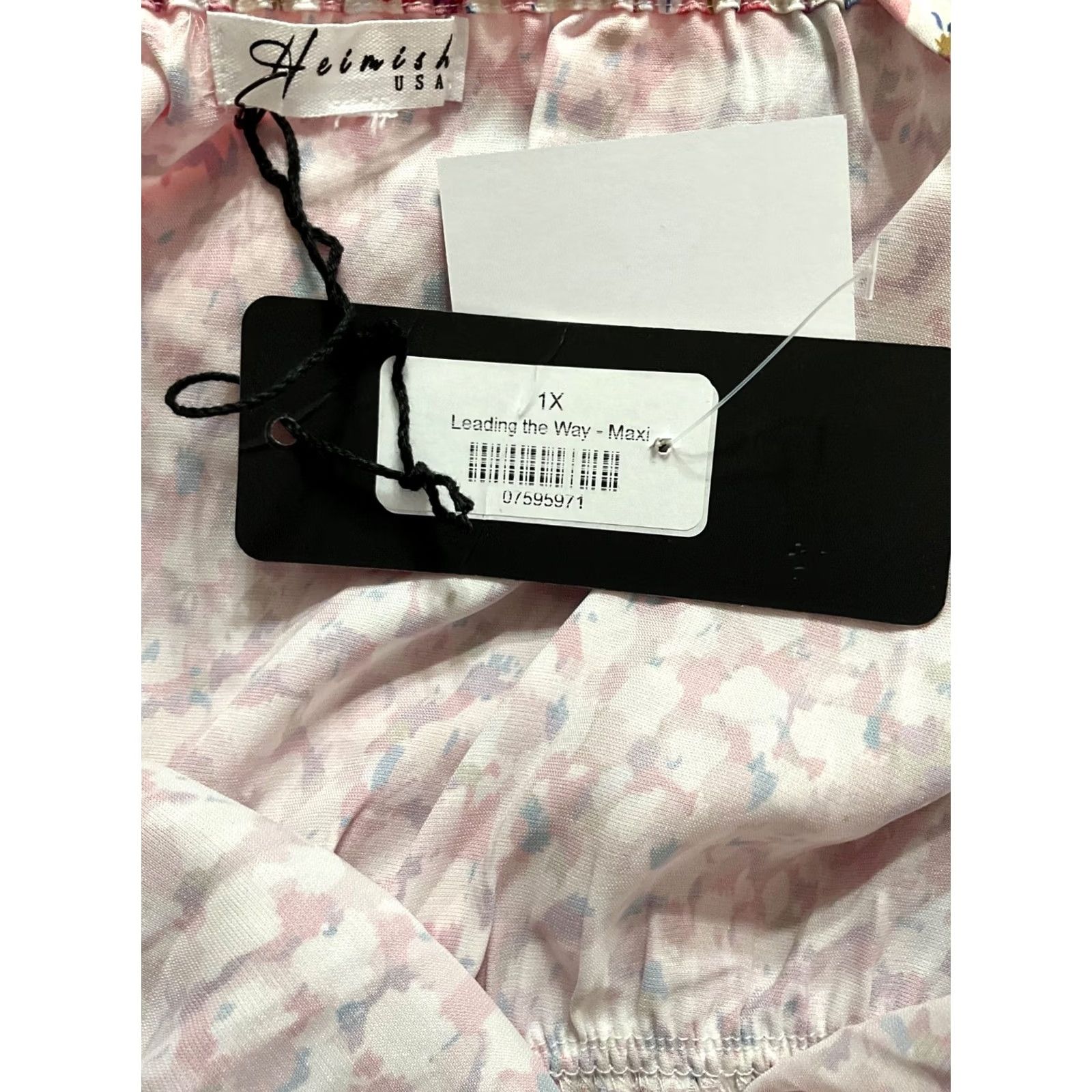 Vintage HEIMISH USA Maxi Dress 1X Pink Floral V-Neck Short Sleeve Pullover Casual Womens Maxi Dress Size XL / US 12-14 / IT 48-50 - 5 Thumbnail