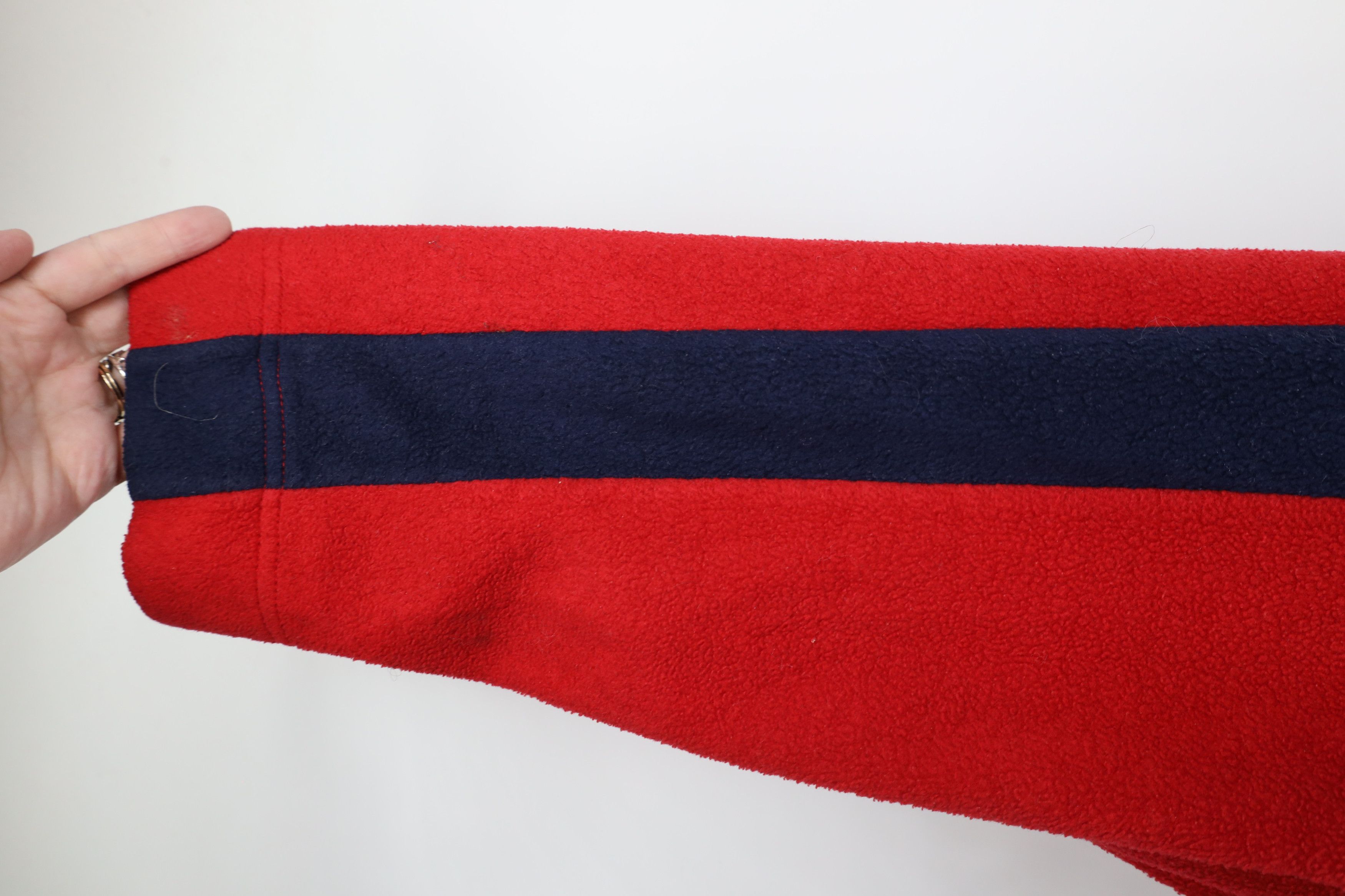 Disney × Vintage Vintage 90s Disney Attention Mickey Mouse Fleece Hoodie Red Size 4XL / US 24-26 - 8 Thumbnail