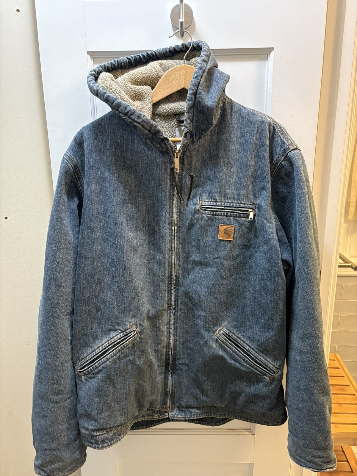 Carhartt Carhartt Hooded Denim Jacket Sherpa J239 LVN - Large Tall