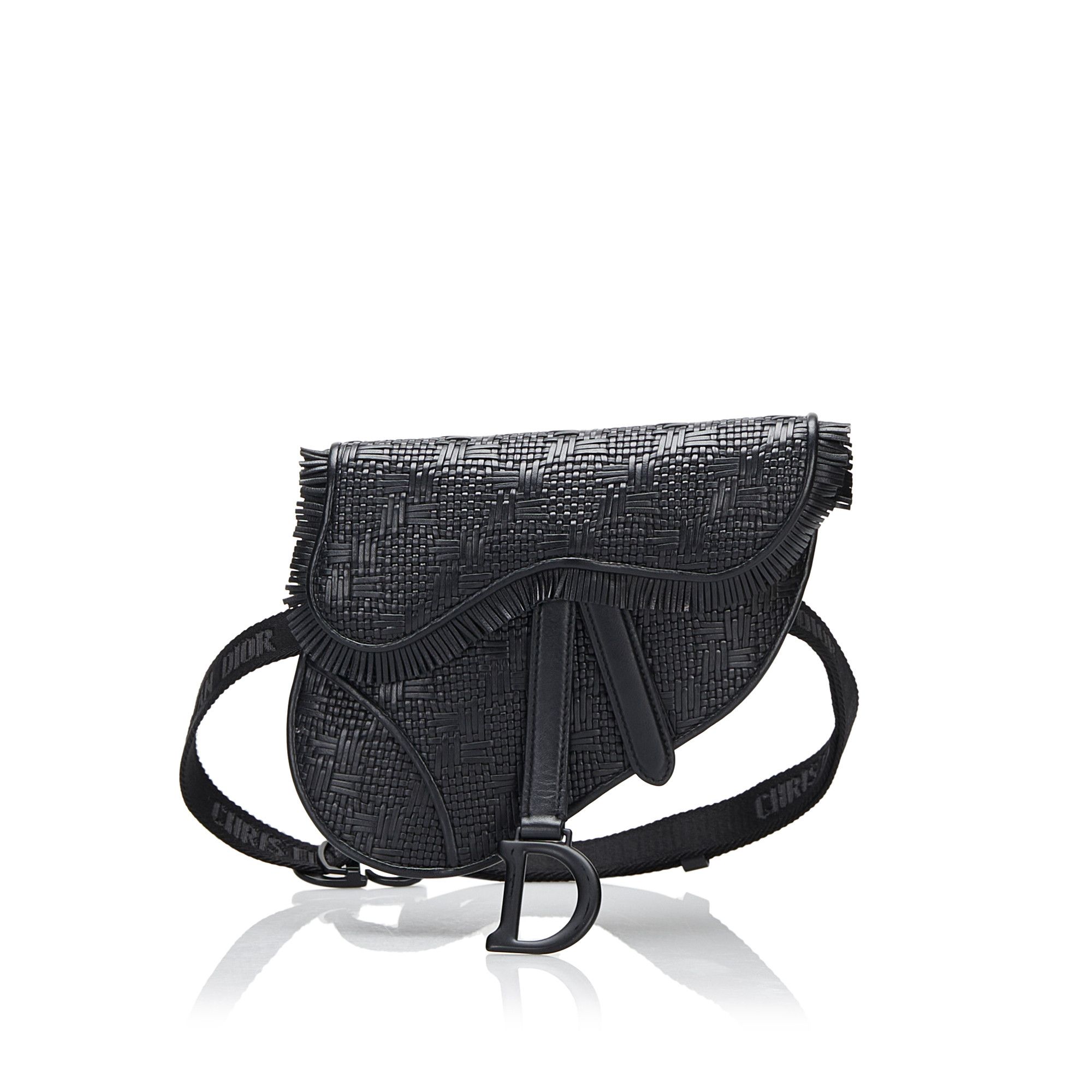 image of Dior Ultra Matte Woven Saddle in Black, Women's