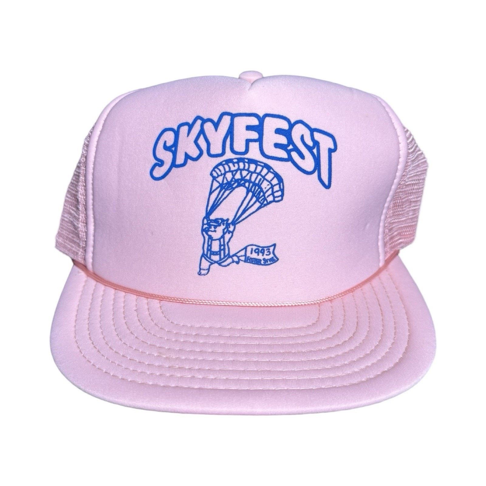 Vintage Vintage 1993 Sky Fest NY Pink Trucker Cap Mens OSFA Pig Size ONE SIZE - 2 Thumbnail