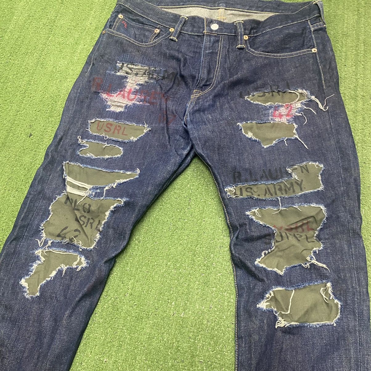 Polo Ralph Lauren W34-36 Polo Ralph Lauren Distressed Denim Jeans Army Ripped Size US 34 / EU 50 - 4 Thumbnail