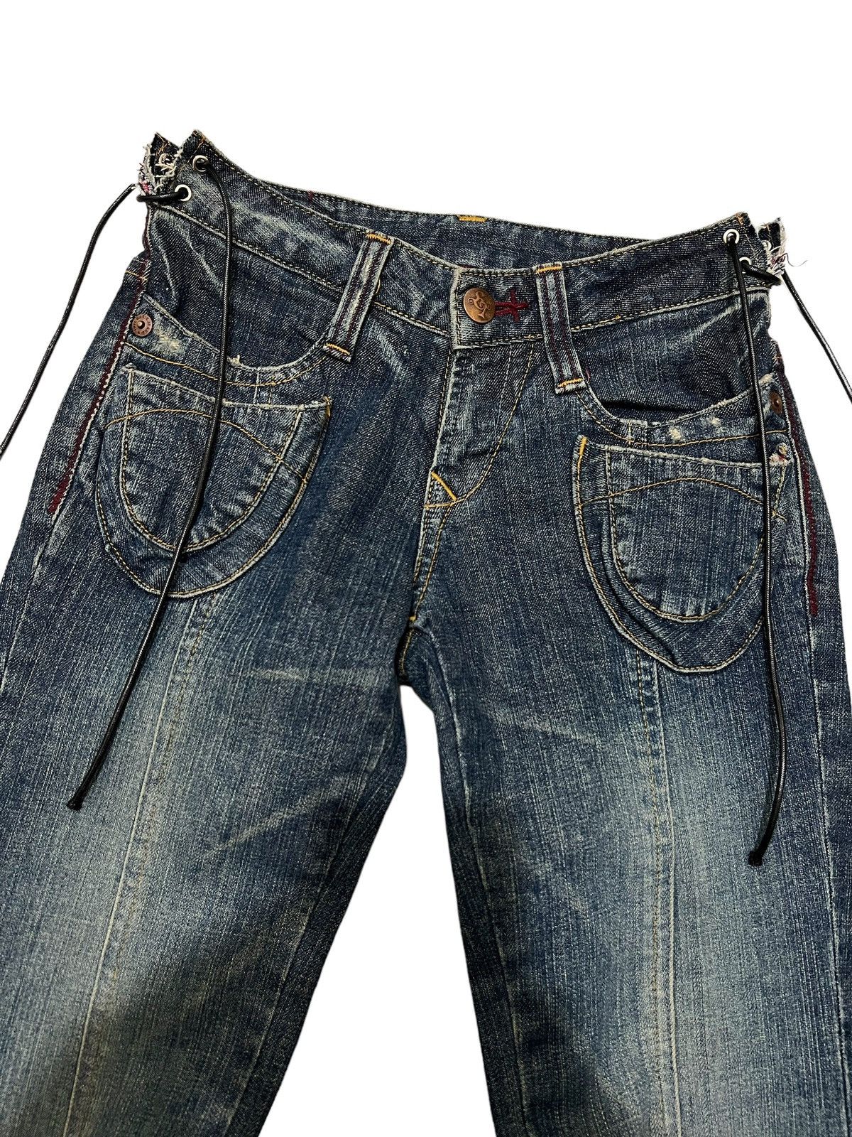 If Six Was Nine × Japanese Brand × Le Grande Bleu (L.G.B.) Blueways 6 pocket laces up flared denim pants Size US 26 / EU 42 - 5 Thumbnail