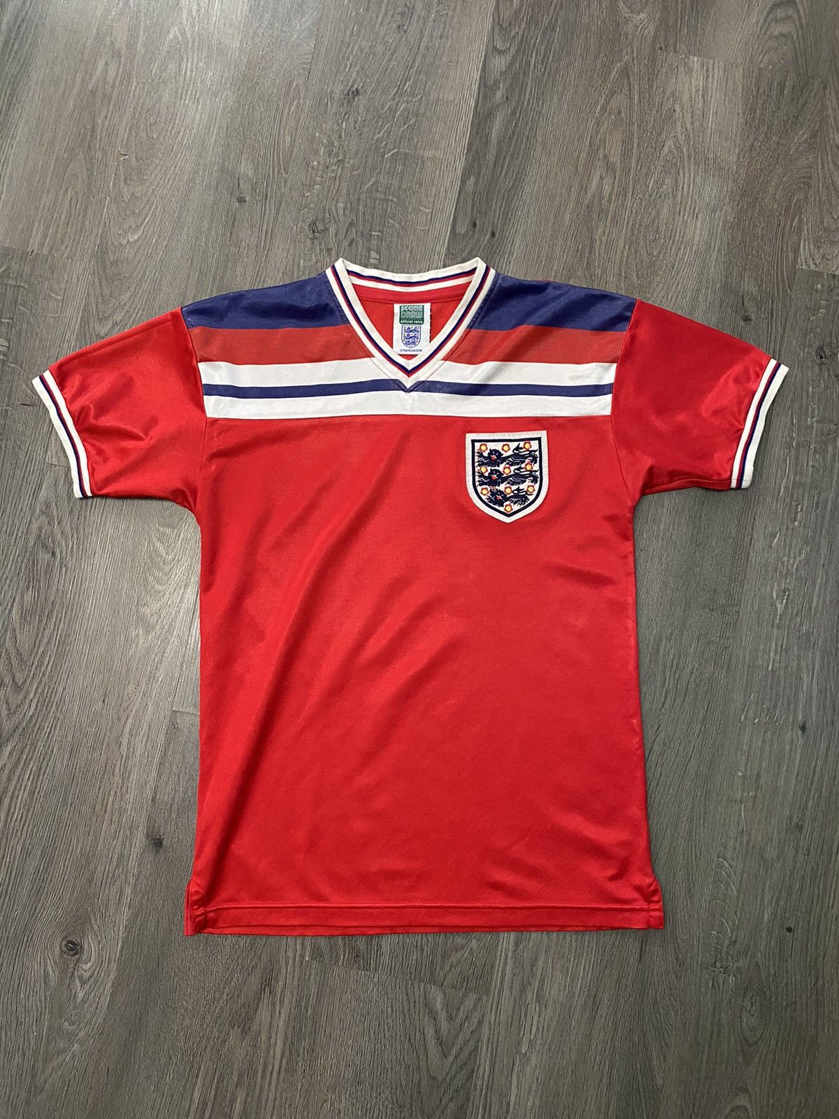 Pre-owned Jersey X Soccer Jersey Score Draw 1980 1983 England National Team Soccer Jersey In Red White